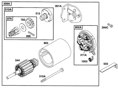 Electric Starter 2 Diagram and Parts List for 290447-1147-XX  Briggs and Stratton Engine